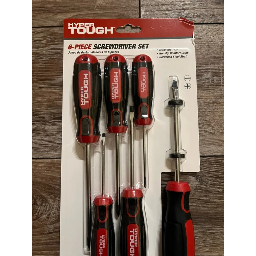 NEW Hyper Tough 6-Piece Screwdriver Set Red Black One Size